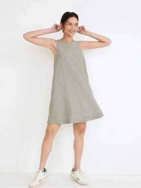 Madewell Linen-Cotton Tank Mini Dress in Distant Grove Sage Green